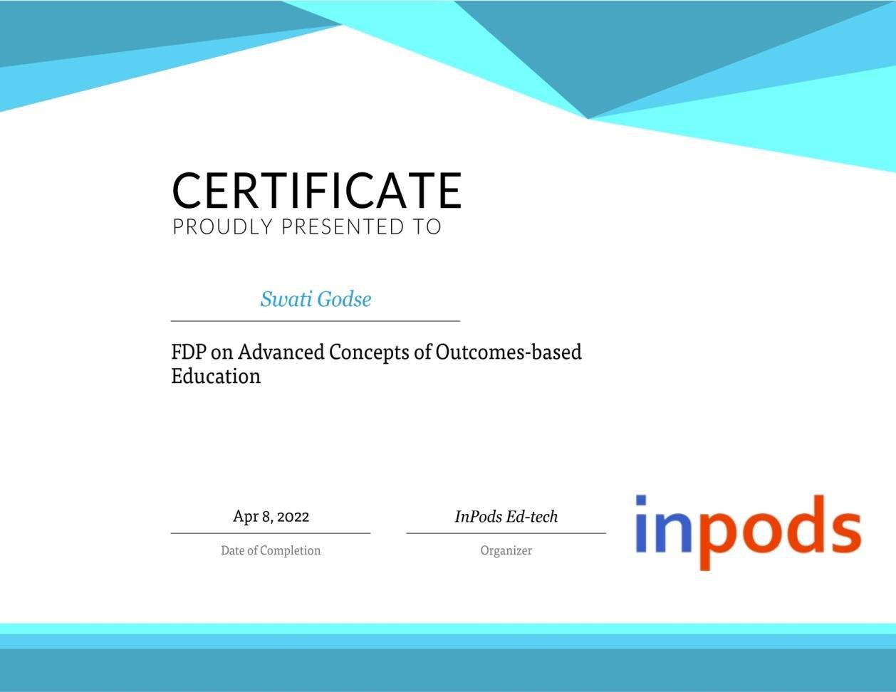 FDP on advanced concepts of outcome based education