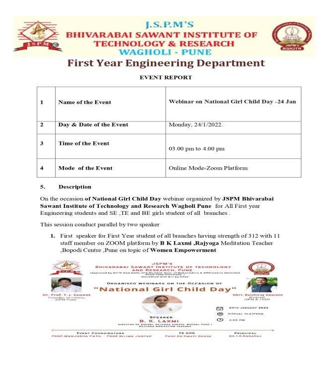 Webinar on National Girl Child Day -24 Jan